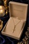 Sacred Wings Steel Necklace with Stone Sword and Winged Bird Figure (Gold Color) - 3