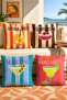 Cocktail Drinks Patterned 4-Piece Throw Pillow Cover Set
