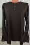Er Clothing Combed Cotton Blouse Long-Sleeve Crew Neck Coffee - 5