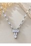 Baguette Zircon Stone Silver Color Tarnish Resistant Steel Waterway Necklace - 3