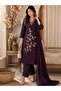 Purple Roman Silk Embroidered Three-Piece Suit - VVB9531 | Purple-Size:M-38-Inches