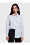 Lcw Vision Blue Striped Oversize Women's Shirt