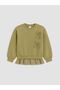 Lcw Kids Khaki Crew Neck Bowknot Thick Sweatshirt for Girls