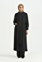 Cep Detailed Belted Tencel Ferace - Black
