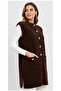 Women's Soft Textured Gold Buttoned Long Knit Vest with Pockets - 2