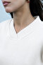 Women's White V-Neck Oversize Sweatshirt (80% Cotton) - 3