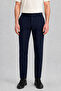 Men's Navy Blue Slim Fit Classic Casual Flexible Comfortable Fabric Trousers