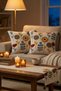 Colorful Botanical Punch Embroidered Throw Pillow and Runner Set 2 Pillow Covers 1 Runner 3 Pieces - 4