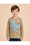 Boy Olive Skater Print Long Sleeve T Shirt