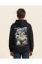 Senior Boys Black Printed Hooded Sweatshirt - 4