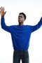 Men's Regular Long Sleeve Blue Basic Sweatshirt - 4
