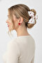 Red Flower Detailed Shiny Stone Bijoux Earrings (with Metallic Details in Yellow Tones) - 3