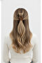 Brown Turtle Shell Patterned Half Moon Shaped Hair Clip - 2