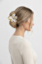 Large Size Flower Figured Yellow Framed Transparent White Hair Clip - 3