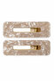 Stylish Marble Patterned Rectangular Hair Clip Set of 2 Women's Accessory