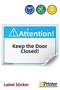 Attention! Keep the Door Closed! Isg Warning Sign Sticker 25X35 cm