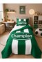 Green and White Champion Fan Children's Room Single Pique Bedspread