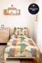 Geometric Green Young Room Single Pique Set - Mustard Brown 160X220 cm Quilted Bedspread