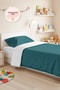 Turquoise Modern Young Room Single Pique Set-Quilted Geometric Petrol 160X220 cm Bedspread