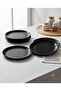 6-Piece Round Melamine Dessert & Food Serving Plate Set 28 cm - Black Presentation Plate