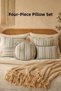 Set of 4 Decorative Throw Pillows – Colorful Striped Silicone-Filled Linen Bohemian Pillow Set - 2