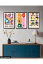 Colorful Modern Bauhaus 3 Piece Wooden Framed Painting Act - 3