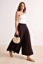 Brown Comfortable Fit Pleated Skirt Look Pants Tdrss26Pl00021 - 3