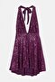 Purple Halter Neck Sequined Backless Mini Event Party Dress Tdrss26El00058 - 4