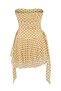 Sarı Puantiyeli Straplez Skater/Belden Açılan Kısa / Mini Örme Party Elbise TPRSS26EL00279 - 7
