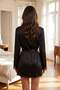 Black Sleeve Slit and Lace Detailed Satin Woven Dressing Gown Thmss26Sb00004 - 4