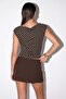 Brown Polka Dot Boat Neck Gathered Side Blouse Tdrss26Bz00041 - 3