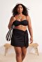 Black High Waist Slit Detailed Skirted Plus Size Bikini Bottom Tbbss26Cr00016 - 3