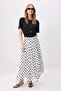 Ecru Polka Dot Lined Maxi Knitted A-Line Asymmetrical Skirt Twoss26Et00274