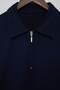 Navy Blue Regular/Comfortable Zippered Textured Fabric Knitted Polo Collar T-Shirt Tmnss26Po00045 - 5