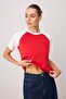 Kırmızı Düz Regular Bisiklet Yaka Reglan Kol Kısa %100 Pamuk Örme T-Shirt TWOSS26TS00323