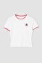 Ekru Baskılı Regular Bisiklet Yaka Dikiş Detaylı Kısa %100 Pamuk Örme T-Shirt TWOSS26TS00356 - 2