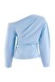 Trendyolmilla Wardrobe Essentials – Mavi Düşük Omuz Poplin Dokuma Bluz | TWOAW27BZ00057 - 8