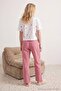 White-Red Plaid and Printed Pocket Knitted Pajama Set Thmaw27Pt00054 - 5