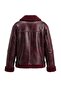 Bordo Oversize Kalıp Peluş Detaylı Biker Ceket Mont TWOAW25MO00032 - 3