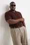 Big Size Brown Regular Fit Textured Polo Neck Knitwear T-Shirt Tmnaw27Bp00001