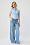 Bebe Mavisi Fitted Nakışlı Dokuma Bluz TWOSS26BZ00870 - 2