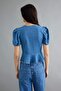 Mavi Balon Kollu Düğme Detaylı Peplum Denim Bluz TWOAW27BZ00037 - 6