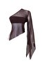 Dark Brown Single Sleeve Half Lined Party Tulle Blouse Tpraw27Bz00021 - 7