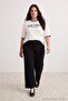Siyah Wide Leg/İspanyol Paça Yüksek Bel İnterlok Esnek Örme Pantolon TBBAW27AR00015 - 2