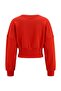 Koyu Kırmızı Kalın Şardonsuz Bele Oturan Regular Kalıp Crop Boy Örme Sweatshirt TWOAW27SW00047 - 9