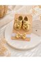 Baby Girl Dore, Gold-Colored Shiny Bow Bootie and Bandana Set