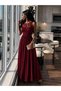 Burgundy Lace Detailed Long Evening Dress 58271 - 2