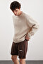 Mauris Men's Relaxed Bitter Brown Shorts with Print Detail - 7