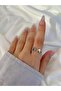 Women's Silver Color Stone Heart Ring - 3