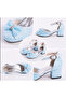 Blue Glittery Bow Princess Girls' Heeled Shoes - 3